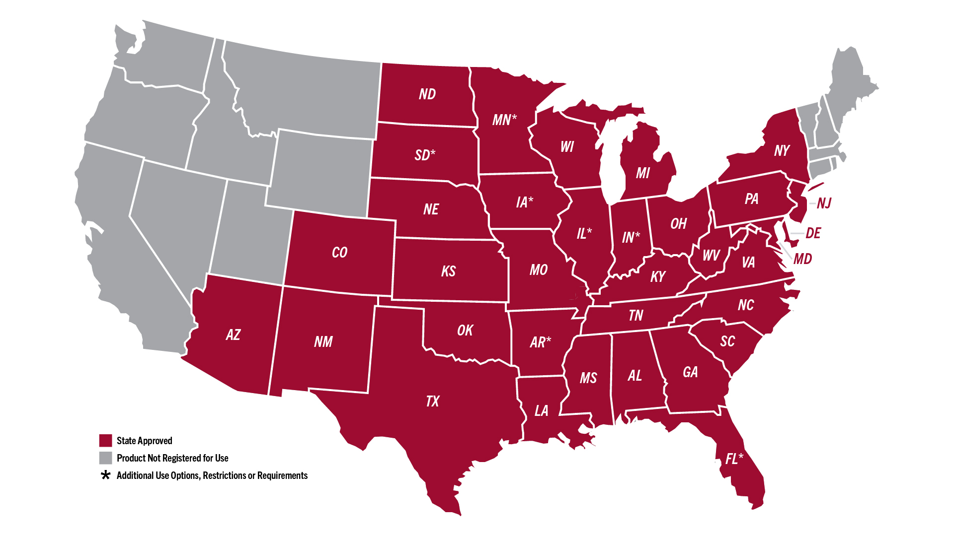 Graphic showing approved status of states. Next section links to state-specific information.